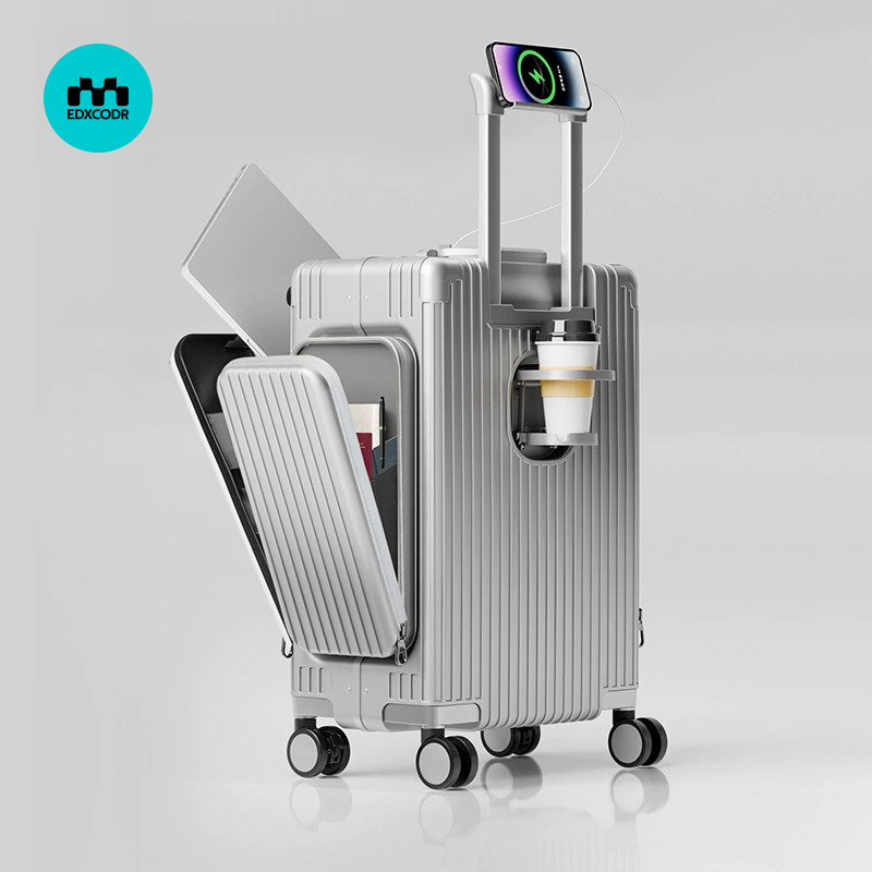 前开口20寸登机行李箱侧开拉杆箱