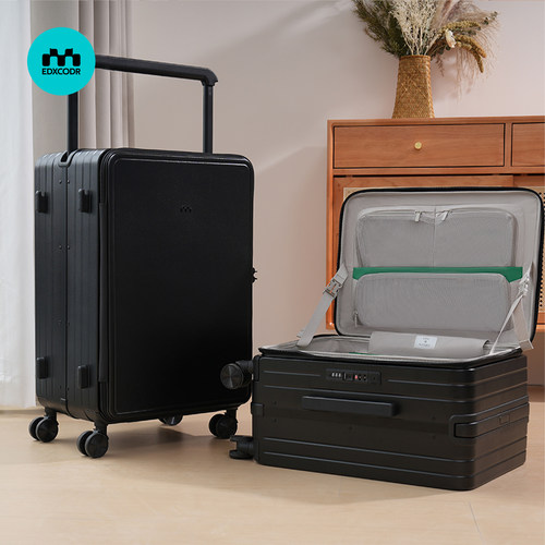 侧开盖一体式深仓大容量行李箱