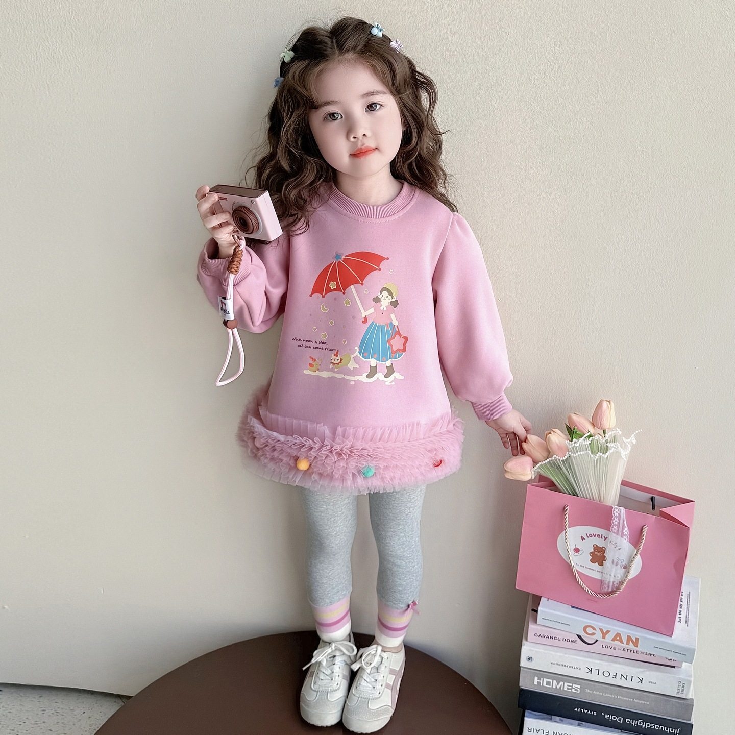 女小童甜美套装春秋款2026新款宝宝卡通卫衣春装儿童打底裤两件套,童装/婴儿装/亲子装,儿童运动套装,淘宝优惠券,粉丝福利购,淘宝优惠卷