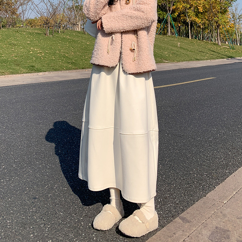 毛呢南瓜裙女春秋季蓬蓬裙2026新款高腰花苞裙a字中长款半身裙子