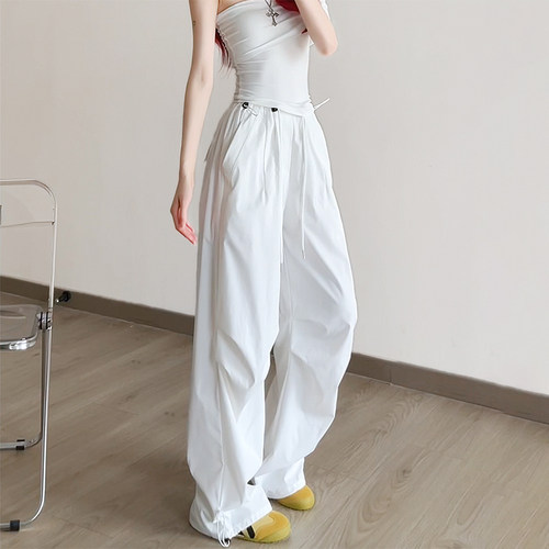 白色工装裤女款夏季薄款2026新款