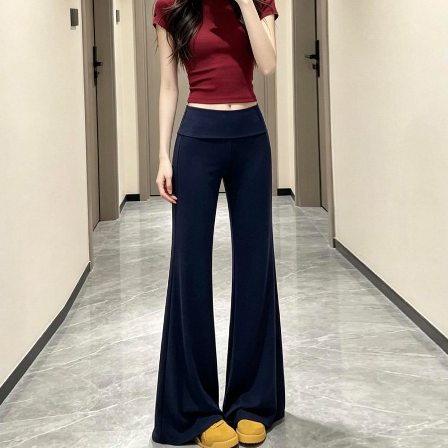 微喇裤女夏季秋薄款小个子美式图片