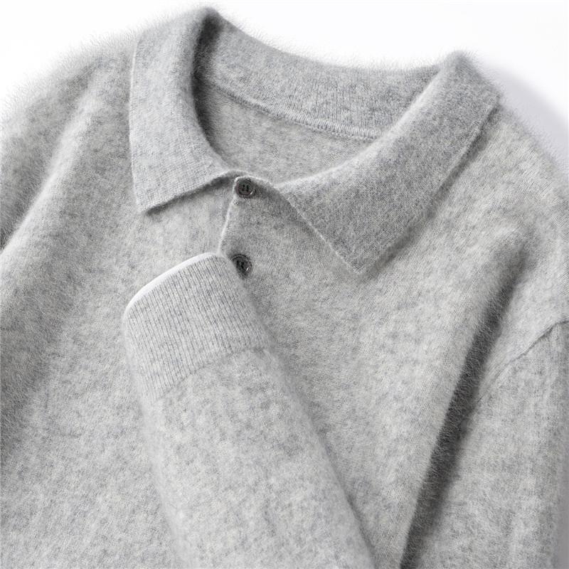 库静25秋冬新款纯山羊绒衫男士翻领长袖针织打底衫毛衣POLO领薄款