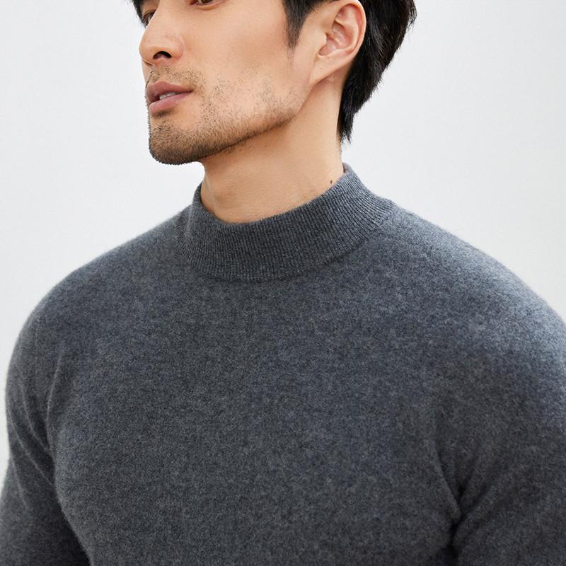 库静秋冬新款半高领薄款山羊绒衫男士简约百搭保暖羊毛针织打底衫