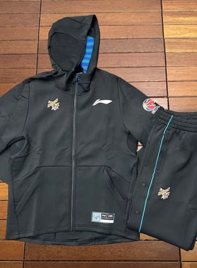 李宁CBA赞助八一队球员版男款运动套装出场服加大款连帽卫衣卫裤