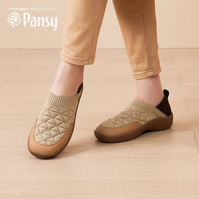 Pansy日本女鞋一脚蹬加宽拇外翻踩跟轻便防滑休闲健步鞋子舒适鞋