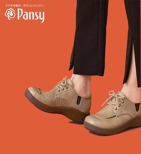 Pansy日本女鞋2024春款皮鞋宽脚拇指外翻胖脚休闲鞋轻便舒适鞋
