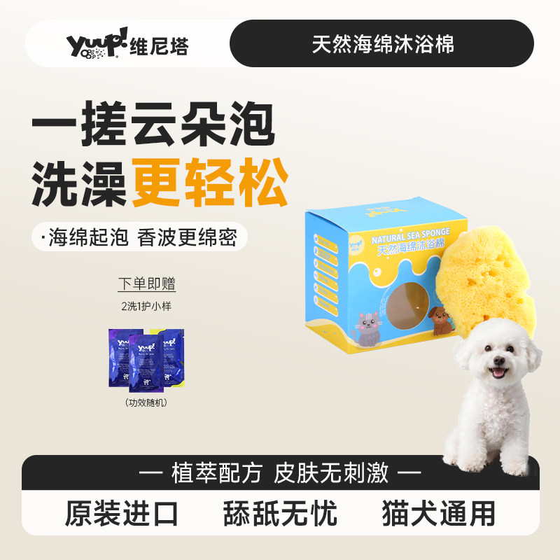 YUUP希腊进口天然海绵宠物洗澡洗脸洗脚猫咪狗狗搓澡神器蜂窝海绵