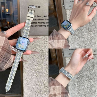 s10手表表带iWatchs9皮质真皮带