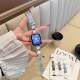 41mm小香风女款 适用applewatchs11牛仔皮质可爱KT猫表带iwatchs9 华强北ultra10拼皮腕带 s6手链s10