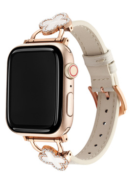 适用于iwatchs9苹果手表876代小众真皮四叶草表带Apple Watch654代SE2女款ultra2手表带40/41/44/45mm腕带s10