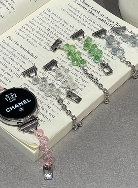 适用佳明Forerunner 245/158/165新指甲扣水晶石表链265s/255s/Venu3s高级感女款表带VENU2plus/18mm透明手链