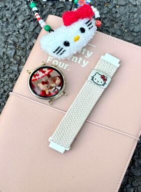 适用华米GTR4表带GTR3PRO/GTS3/GTS4mini磁吸编织凯蒂米动青春版智能运动手表1/2/3尼龙弹力卡通可爱女款腕带