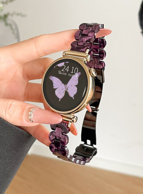 适用三星galaxywatch7/6/5/4/树脂女士款s6Classic智能运动秋冬细款手链三星gearS3新款watch4替换小蛮腰腕带