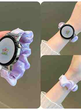 适用佳明Forerunner 245/158/165雪纺冰丝带265s/255s/Venu3s大肠发圈弹力高级感女款表带VENU2plus/18mm腕带