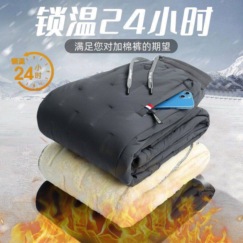男士休闲裤羊羔绒2024新款束脚大码加绒加厚中老年秋冬季保暖裤子