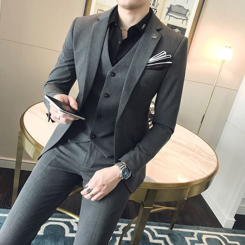 法国cherrykoko夏季薄款小西装男士西服套装修身青年职业商务