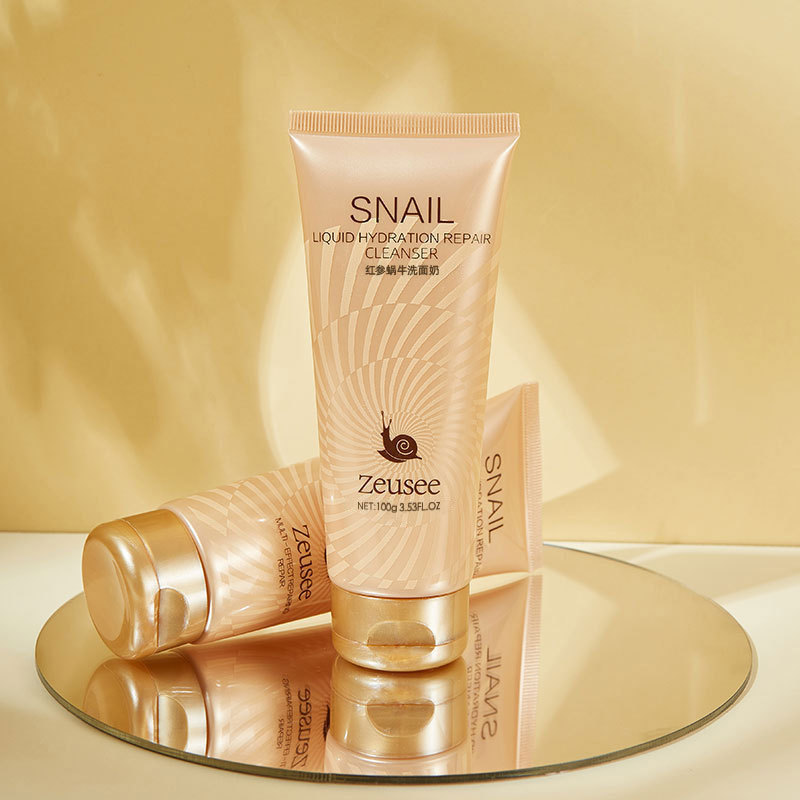红参蜗牛洗面奶 盒装保湿补水洁面乳泡沫清洁毛孔