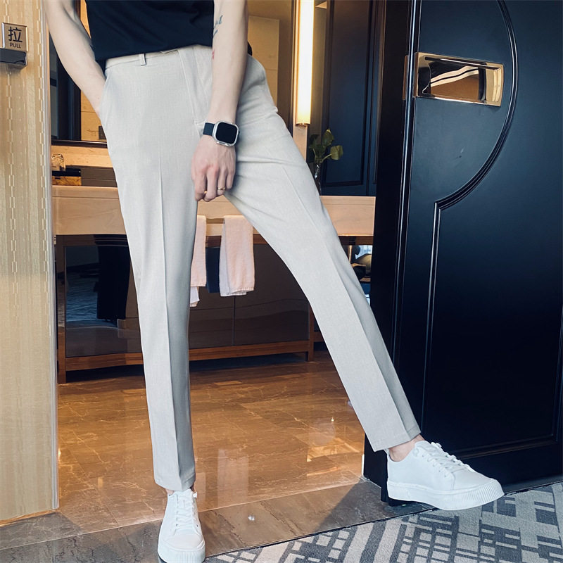 法国CherryKoko黑色西裤春秋款商务长裤正装男款休闲九分裤子