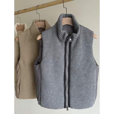 亮世秋羽绒服高端白鸭绒羽绒马甲女外穿2025秋冬加厚针织拼接保暖