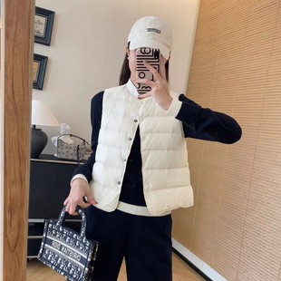 亮世秋羽绒服轻盈保暖90白鸭绒立领排扣可内搭无袖羽绒马甲背心冬