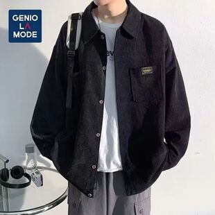 Men's solid color corduroy shirt 男士宽松翻领纯色灯芯绒衬衫