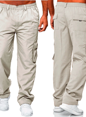 Men's multi pocket casual overalls男士松紧腰多口袋休闲工装裤