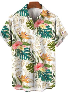 Loose casual printed short sleeved top宽松休闲印花短袖上衣男