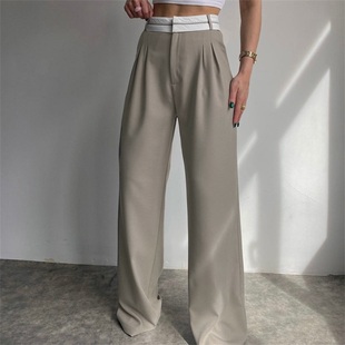High waisted floor mop casual suit pants高腰拖地休闲西装裤女