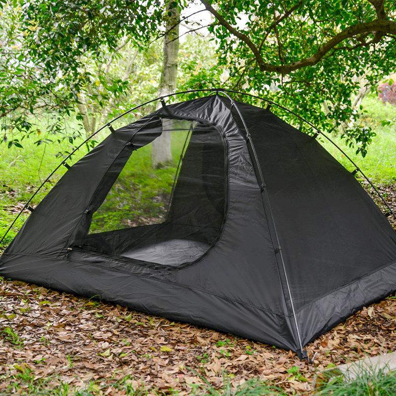 源头工厂JZT001便携式黑色人层三野户外露营帐双篷外