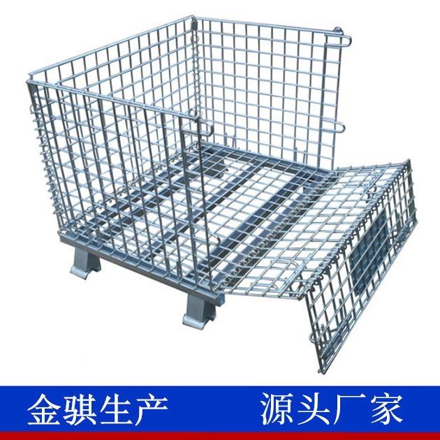 叠式金金属仓储笼属周箱物料箱折叠折仓储笼918金属铁框转铁笼