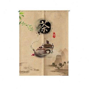 装 禅意门帘隔断帘茶室中式 饰棉麻客厅布艺厨房免打孔卫生间挂帘子