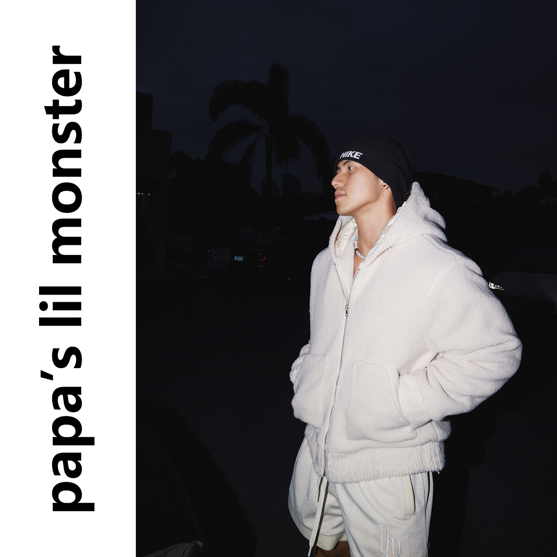 PAPASLILMONSTER【初次相遇】美式复古重磅羊羔毛棉连帽开衫夹克