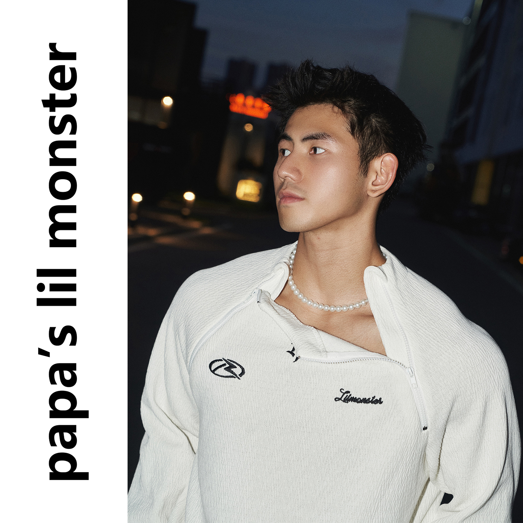 PAPASLILMONSTER【原创】秋季美式长袖T恤男 双拉链小众设计长袖