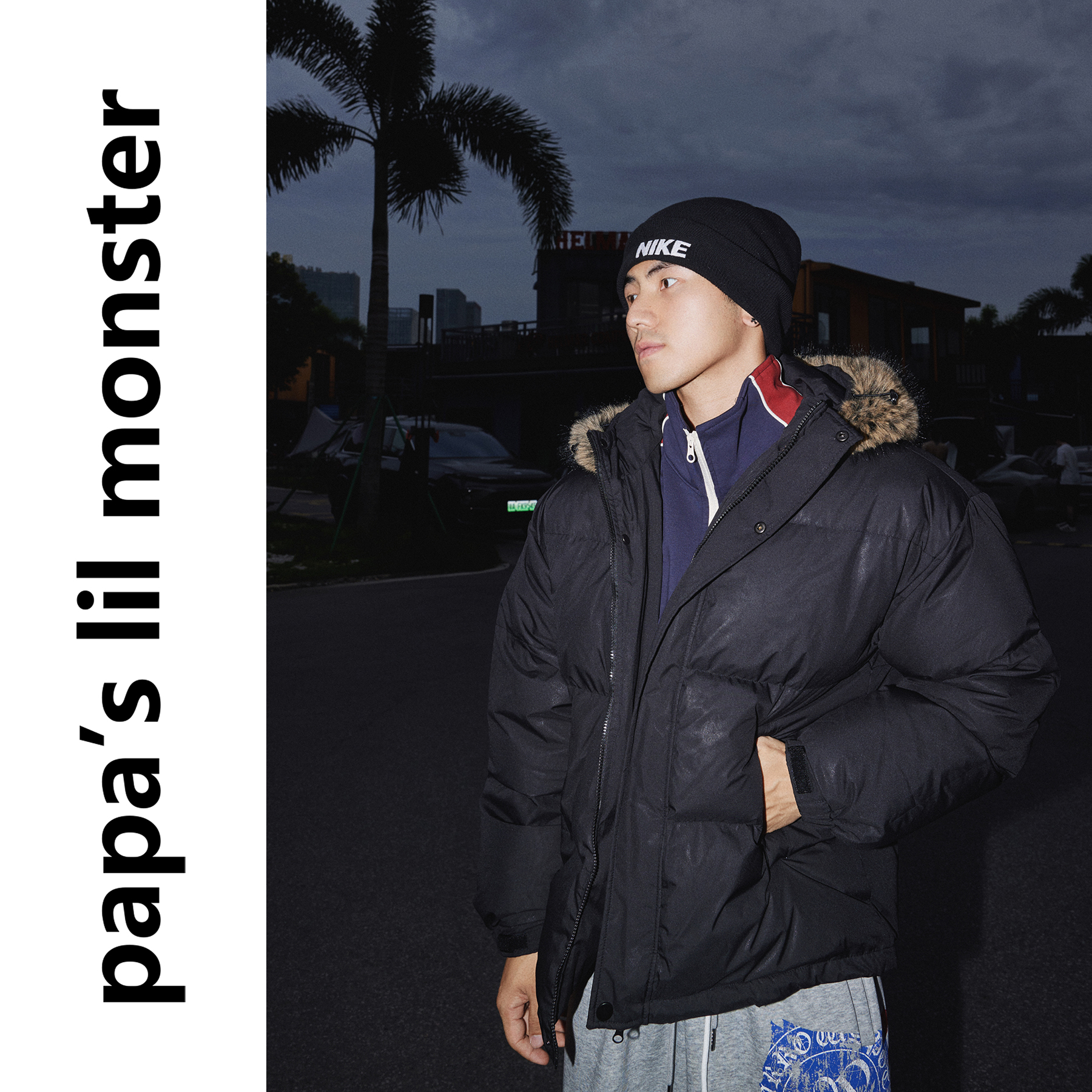 PAPASLILMONSTER【毛领暖冬90白鸭绒】美式毛领羽绒服高充绒外套