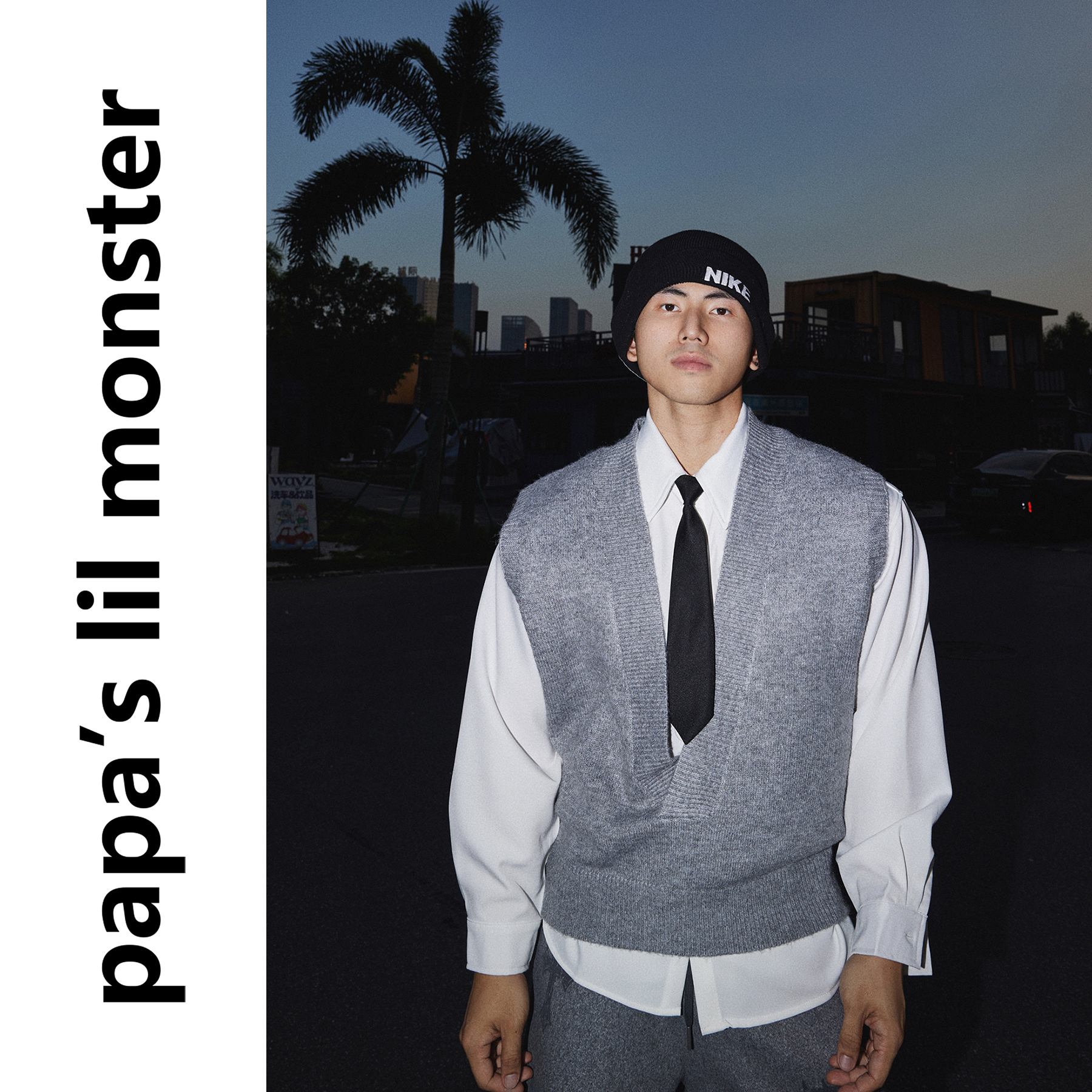 PAPASLILMONSTER【绅士格调】高街潮牌羊毛V领针织马甲休闲背心