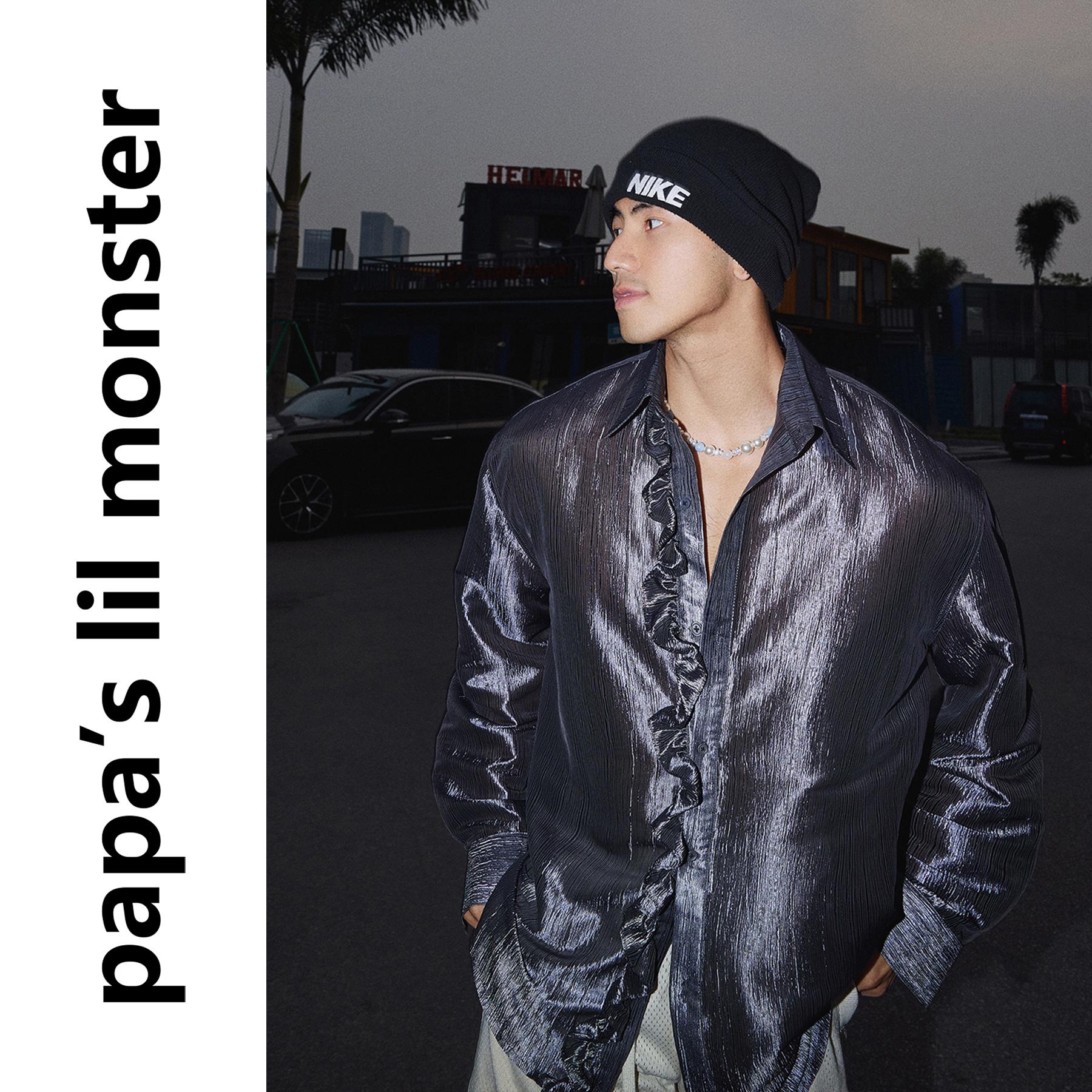 25SS【原创】法式宫廷风裙边绸面丝光熠彩高级感衬衫男晚宴上衣女