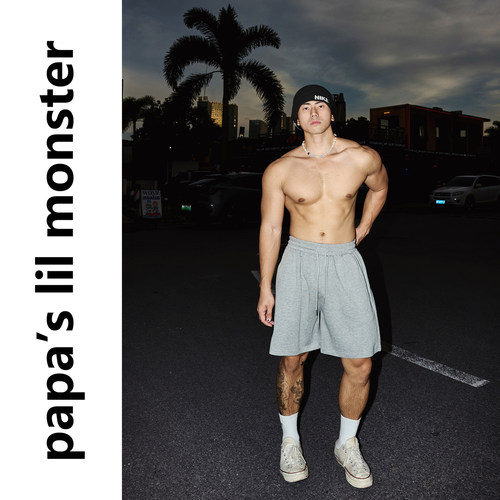 PAPASLILMONSTER【浅灰松弛】美式纯色运动软糯透气通勤休闲短裤