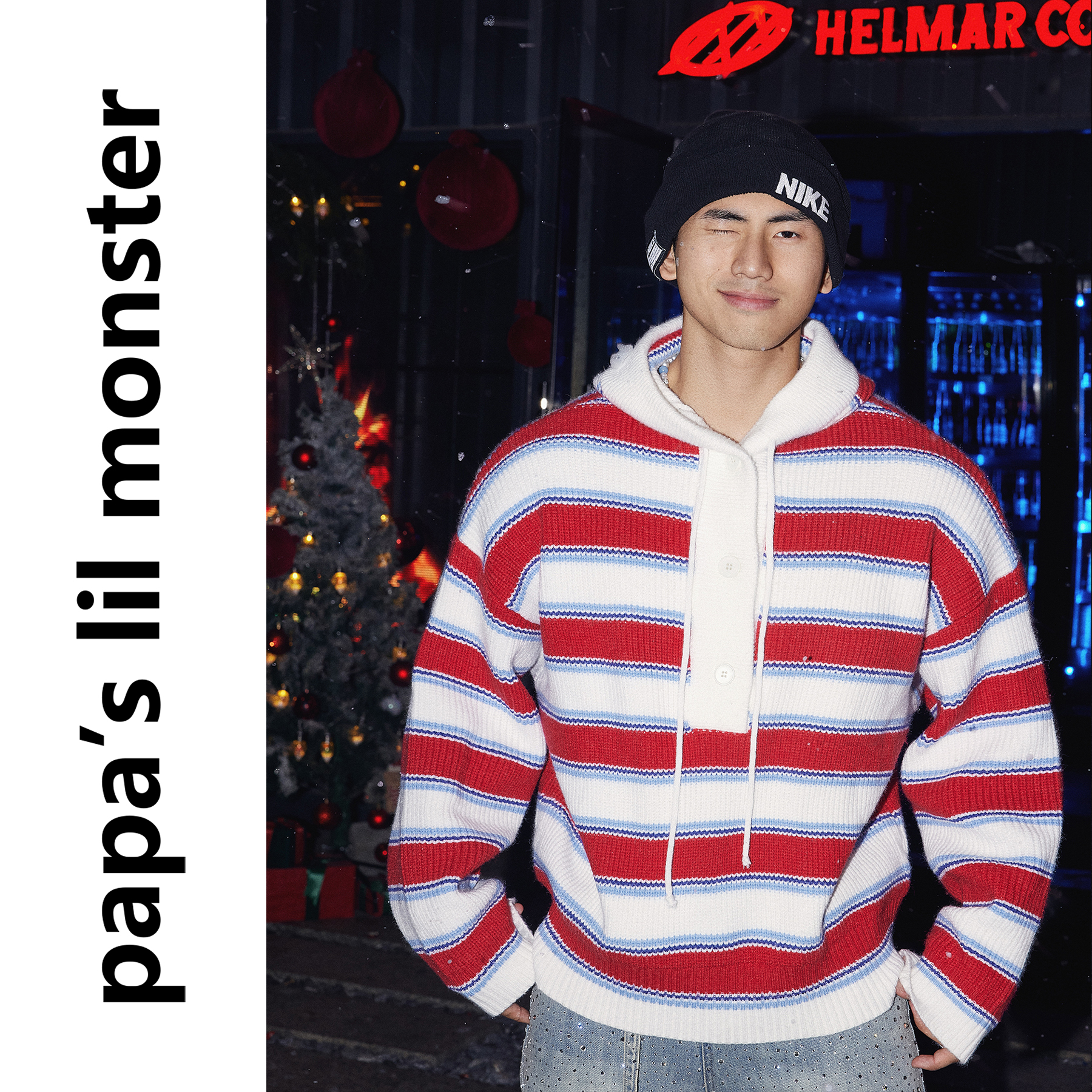 PAPASLILMONSTER【原创】冬季新年限定款重磅厚实套头连帽毛衣