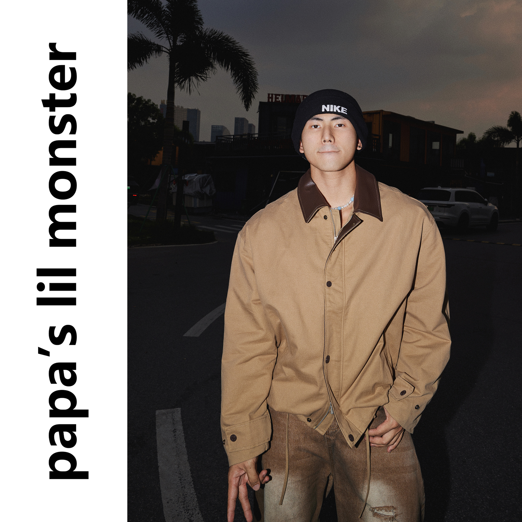 PAPASLILMONSTER【巴恩风】美式复古工装外套男设计感翻领夹克