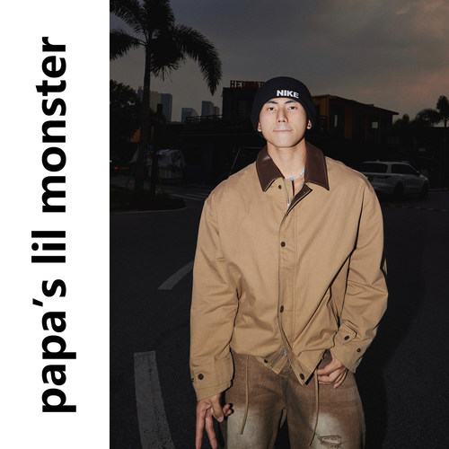 PAPASLILMONSTER【巴恩风】美式复古工装外套男设计感翻领夹克