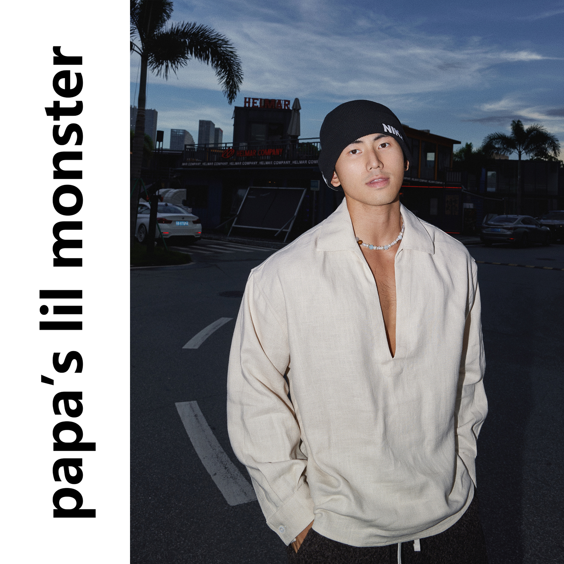 Papaslilmonster【苎麻风情】V领度假风衬衫男波西米亚风上衣
