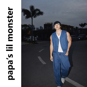 PAPASLILMONSTER美式复古牛仔马甲水洗宽松直筒阔腿牛仔裤套装