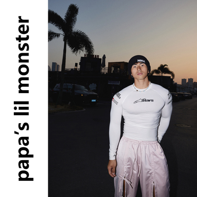 PAPASLILMONSTER【狂野赛车】美式复古紧身弹力长袖打底衫T恤男