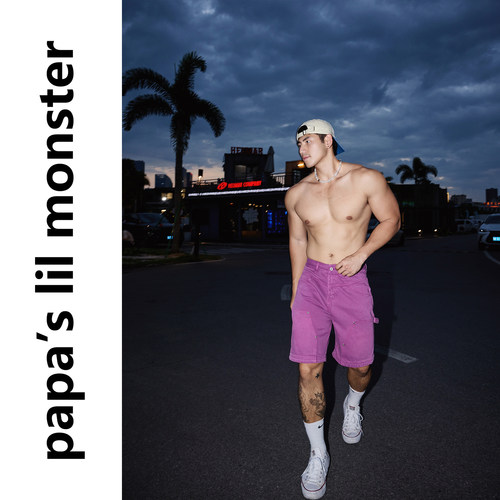 PAPASLILMONSTER 【紫调韵味】美式街头复古纯棉做旧工装牛仔短裤