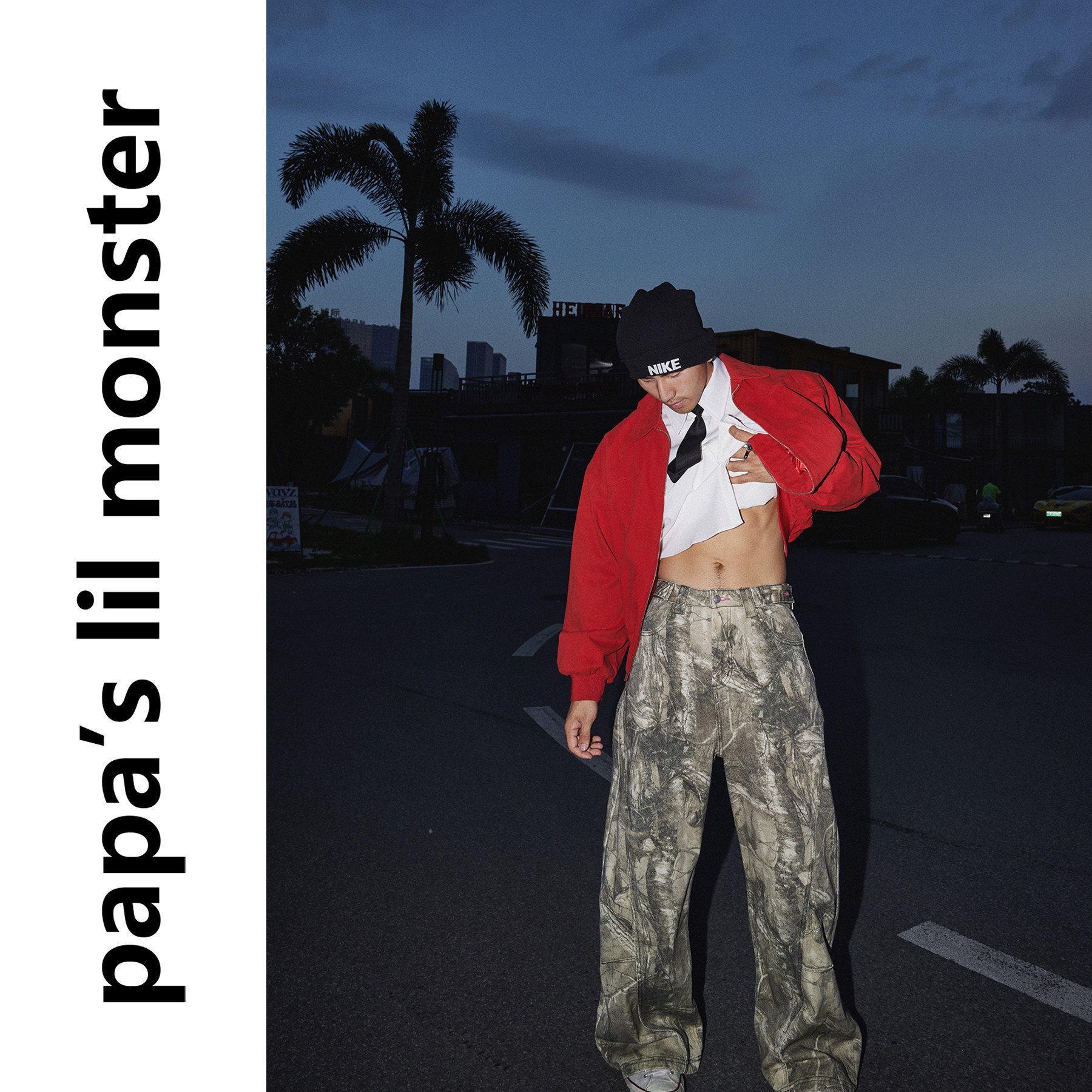 PAPASLILMONSTER【阔腿迷彩】美式复古风宽松迷彩长裤街头休闲裤,男装,休闲裤,淘宝优惠券,粉丝福利购,淘宝优惠卷