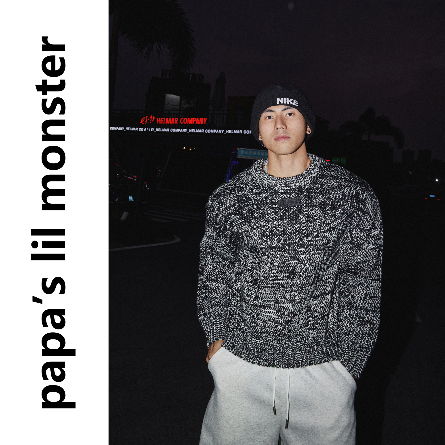 PAPASLILMONSTER【厚织肌理】美式复古羊毛毛衣保暖宽松针织衫