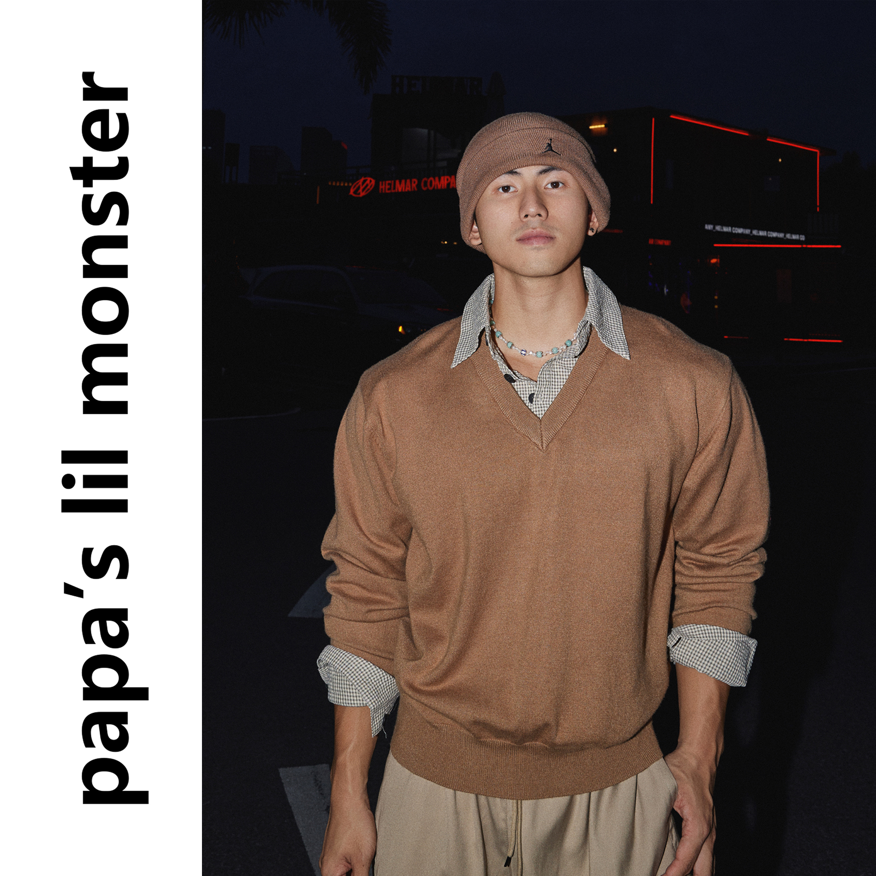 Papaslilmonster【老钱轻奢感】美式假两件衬衫领针织长袖毛衣男