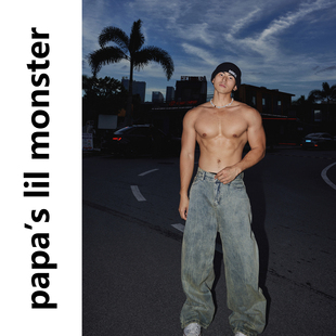 Papaslilmonster【廓形锈迹】美式末世废土风牛仔裤秋冬长裤