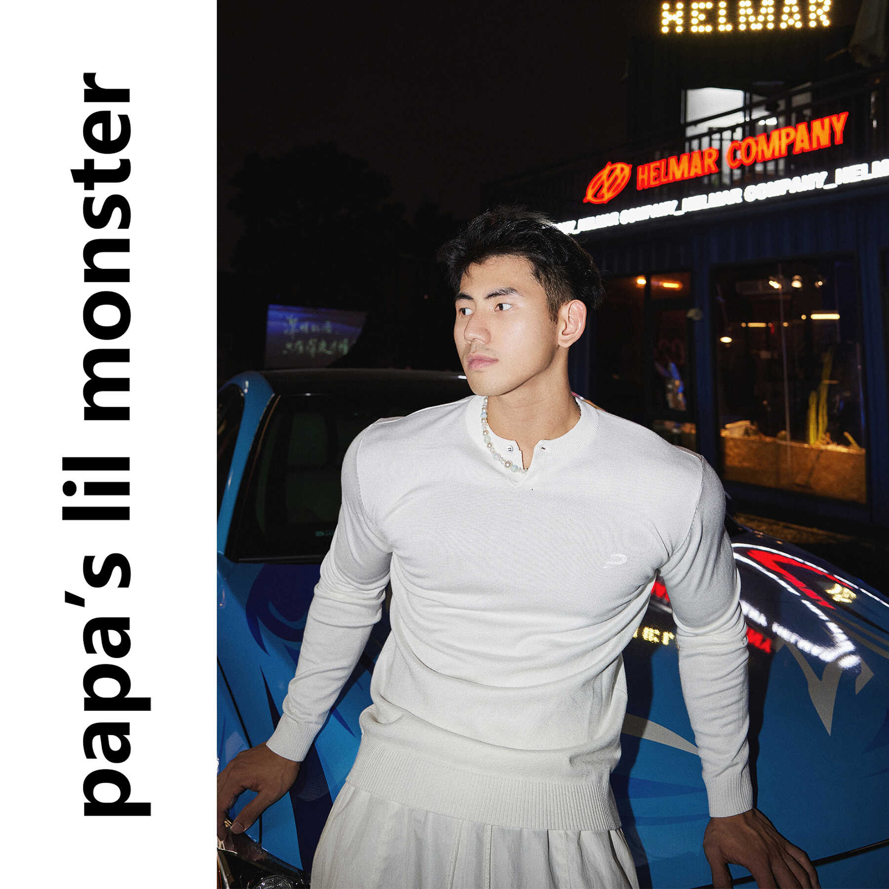 亨利领纯色春季纽扣修身T恤